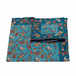 BGENTS Baumwoll/Leinen-Einstecktuch Paisley petrol