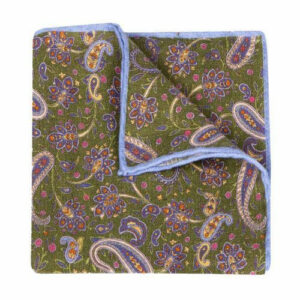 BGENTS Leineneinstecktuch mit Paisley-Muster grün