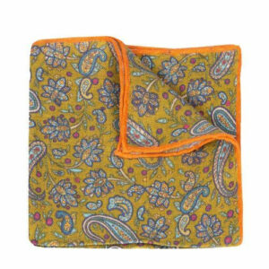 BGENTS Leineneinstecktuch mit Paisley-Muster olive