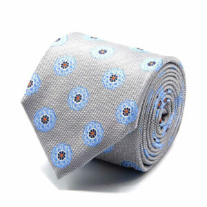 BGENTS Seiden-Jacquard Krawatte mit Blüten grau