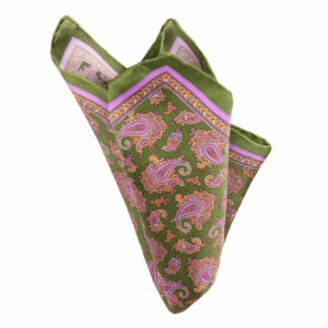 BGENTS Seiden-Twill Einstecktuch mit Paisley grün