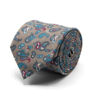 Baumwoll-/Leinen Krawatte mit Paisley Grau
