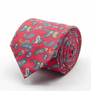 Baumwoll-/Leinen Krawatte mit Paisley Rot