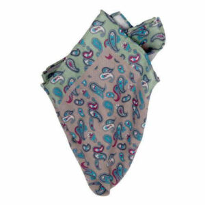 Baumwoll/Leinen-Einstecktuch Paisley Grau