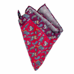 Baumwoll/Leinen-Einstecktuch Paisley Rot