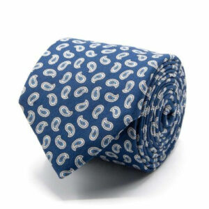Baumwoll/Leinen Krawatte mit Paisley Dunkelblau