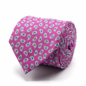 Baumwoll/Leinen Krawatte mit Paisley Rosa