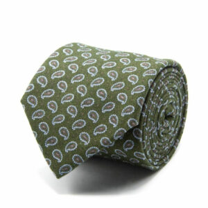 Baumwollkrawatte mit Paisley-Muster Olive
