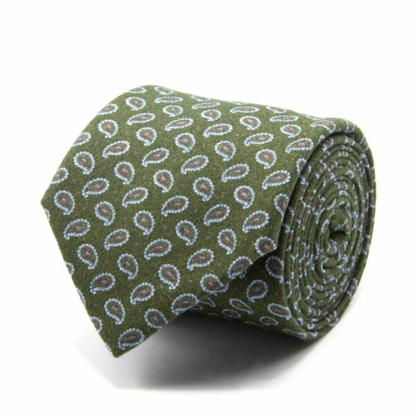 Baumwollkrawatte mit Paisley-Muster Olive
