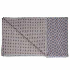 Doubleprint Wollschal mit Blüten/Punkten Blau