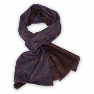 Doubleprint Wollschal mit Paisleys Blau