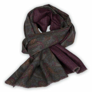 Doubleprint Wollschal mit Paisleys Olive