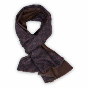 Doubleprint Wollschal mit geom. Muster Blau