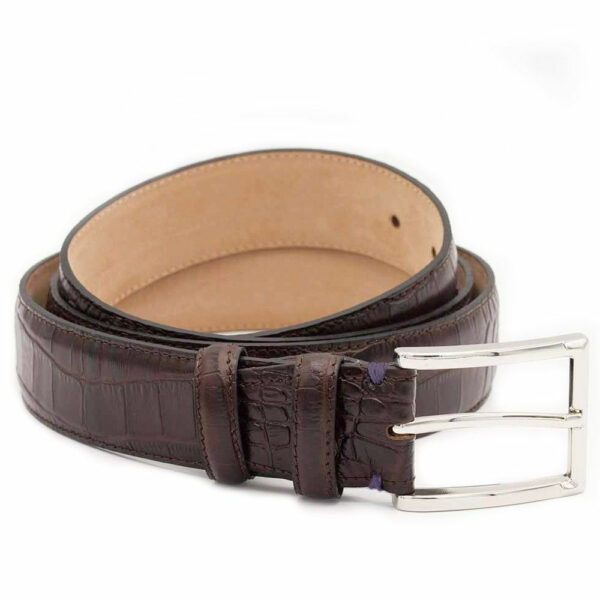 Ledergürtel mit Krokoprägung Braun