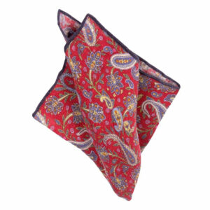 Leineneinstecktuch mit Paisley-Muster Rot