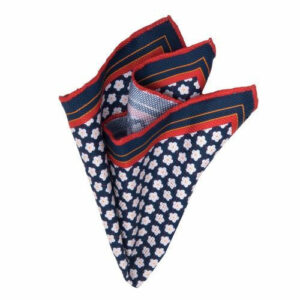 Panama-Einstecktuch mit Paisley/Blüten Dunkelblau