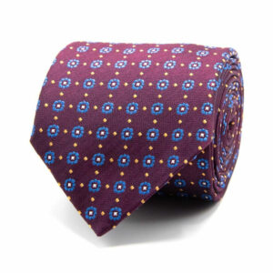 Seiden-Jacquard Krawatt mit kl. Blüten Bordeaux