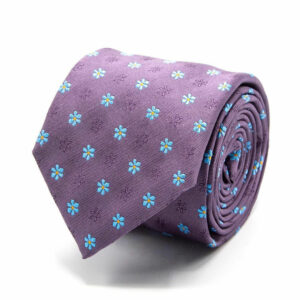 Seiden-Jacquard Krawatte mit Blüten Aubergine