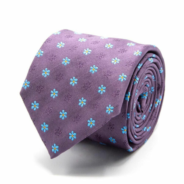 Seiden-Jacquard Krawatte mit Blüten Aubergine