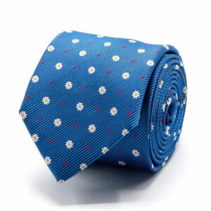 Seiden-Jacquard Krawatte mit Blüten Blau