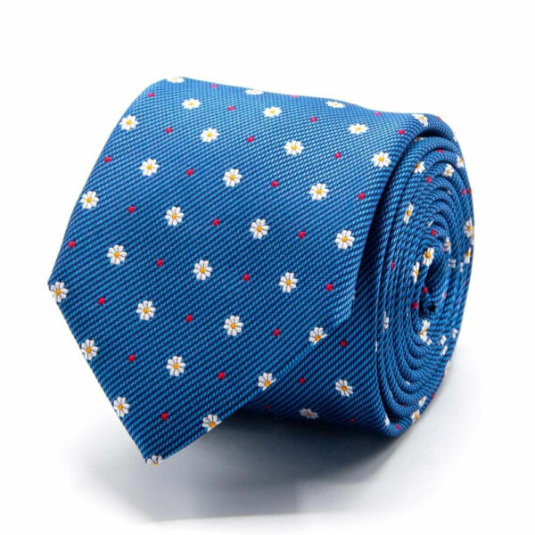Seiden-Jacquard Krawatte mit Blüten Blau