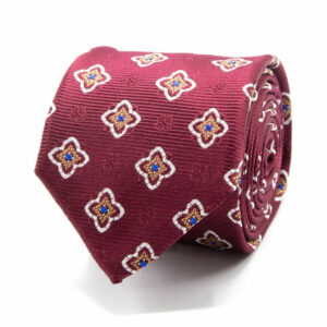Seiden-Jacquard Krawatte mit Blüten Bordeaux