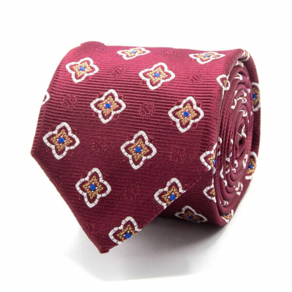 Seiden-Jacquard Krawatte mit Blüten Bordeaux