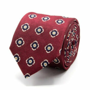 Seiden-Jacquard Krawatte mit Blüten Bordeaux