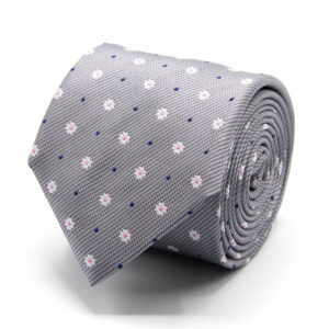Seiden-Jacquard Krawatte mit Blüten Grau