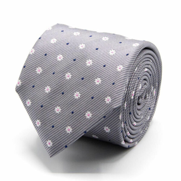 Seiden-Jacquard Krawatte mit Blüten Grau