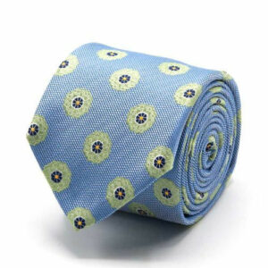 Seiden-Jacquard Krawatte mit Blüten Hellblau