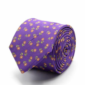 Seiden-Jacquard Krawatte mit Blüten Lila