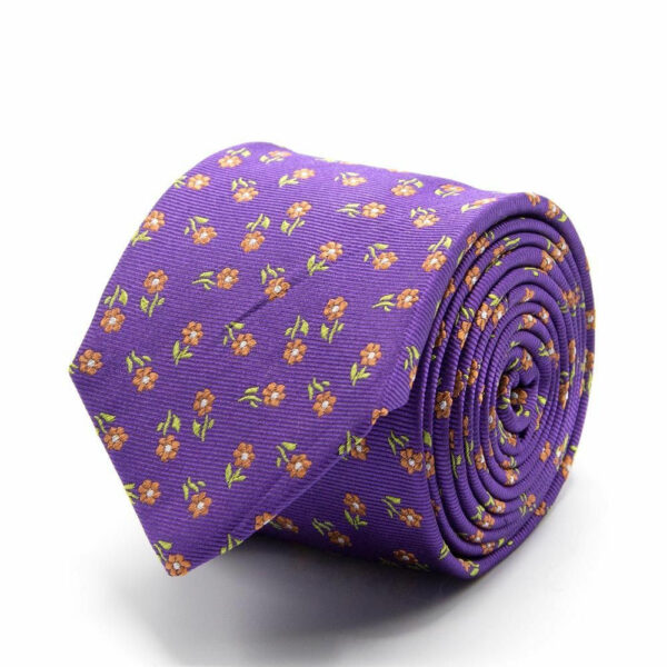 Seiden-Jacquard Krawatte mit Blüten Lila