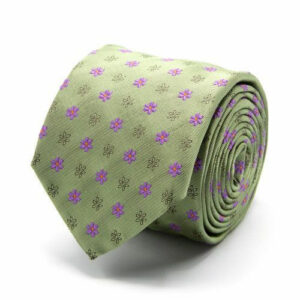 Seiden-Jacquard Krawatte mit Blüten Olive