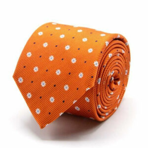 Seiden-Jacquard Krawatte mit Blüten Orange
