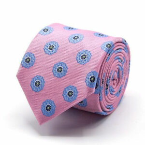 Seiden-Jacquard Krawatte mit Blüten Rosa