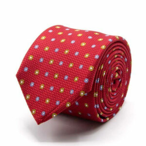 Seiden-Jacquard Krawatte mit Blüten Rot