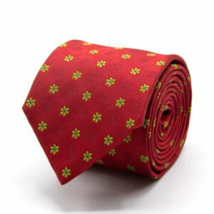 Seiden-Jacquard Krawatte mit Blüten Rot
