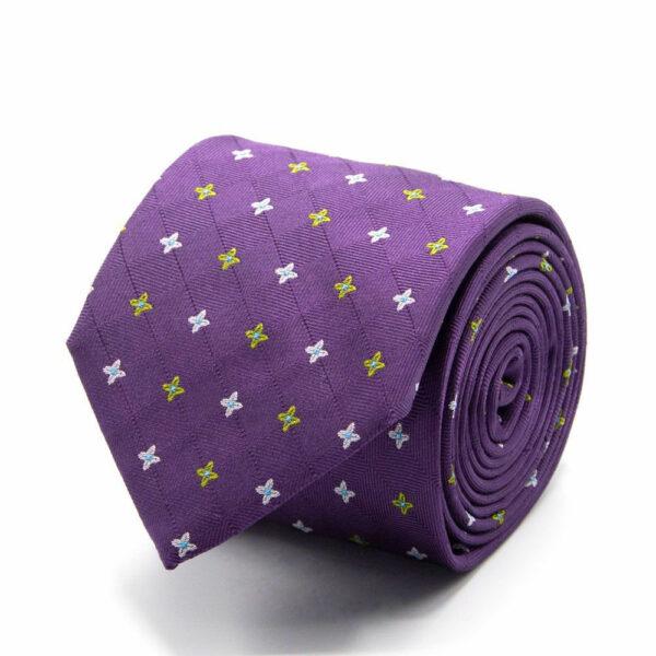 Seiden-Jacquard Krawatte mit Blüten Violett