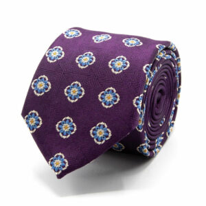Seiden-Jacquard Krawatte mit Blüten Violett