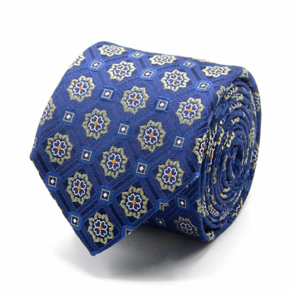 Seiden-Jacquard Krawatte mit Muster Dunkelblau