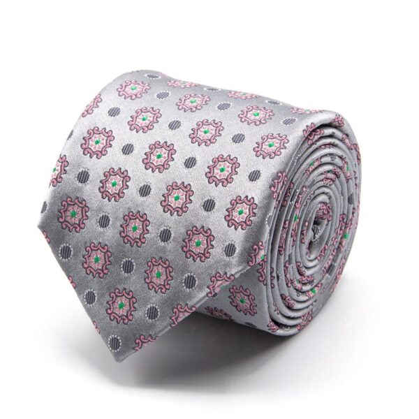 Seiden-Jacquard Krawatte mit Muster Grau