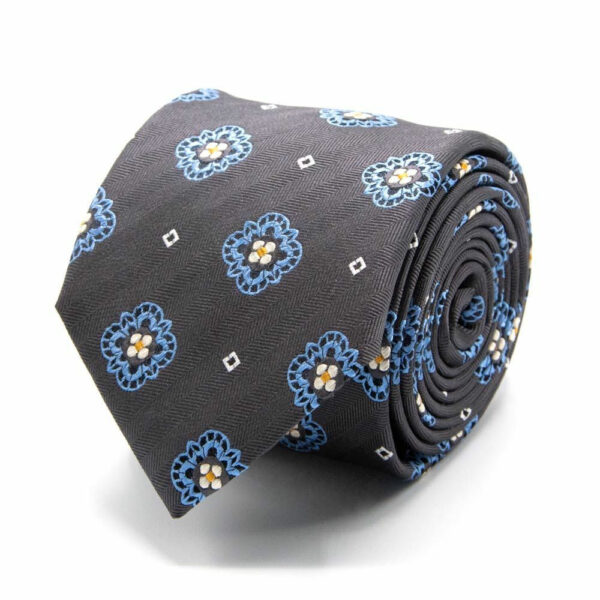 Seiden-Jacquard Krawatte mit Muster Grau