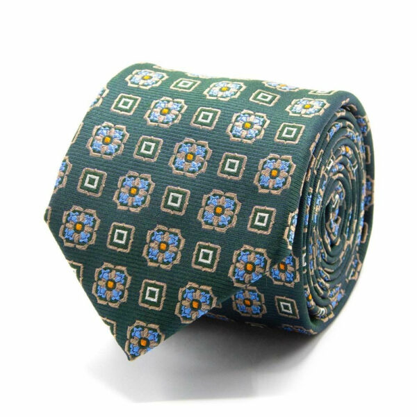 Seiden-Jacquard Krawatte mit Muster Grün
