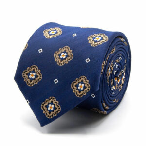Seiden-Jacquard Krawatte mit Muster Marineblau