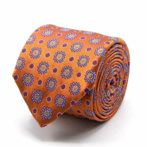 Seiden-Jacquard Krawatte mit Muster Orange
