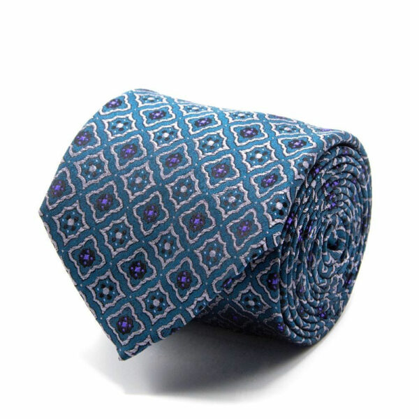 Seiden-Jacquard Krawatte mit Muster Petrol