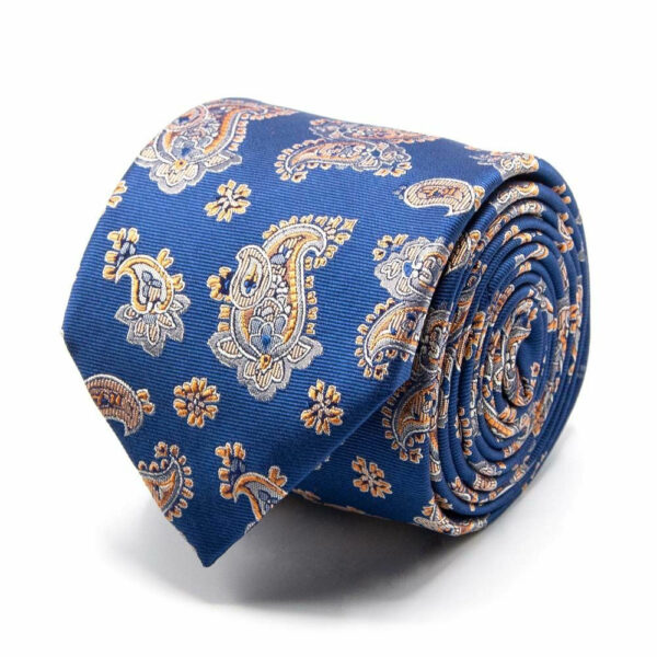 Seiden-Jacquard Krawatte mit Paisley Blau