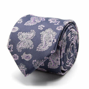 Seiden-Jacquard Krawatte mit Paisley Grau