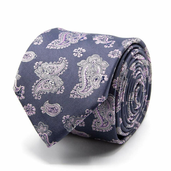 Seiden-Jacquard Krawatte mit Paisley Grau